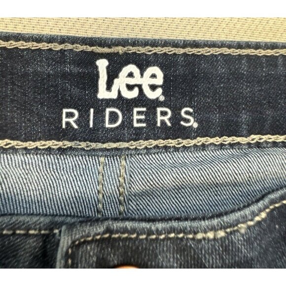 Lee Riders Indigo Deep Dyed Womens Mid-Rise Slim Fit Jeans 14M Blue Stretch Dark - Picture 2 of 13
